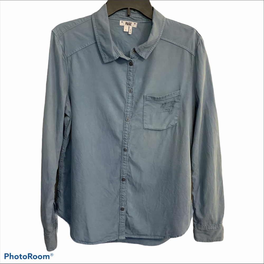 Paige jeans Tate Chambray Shirt L 100% tencel